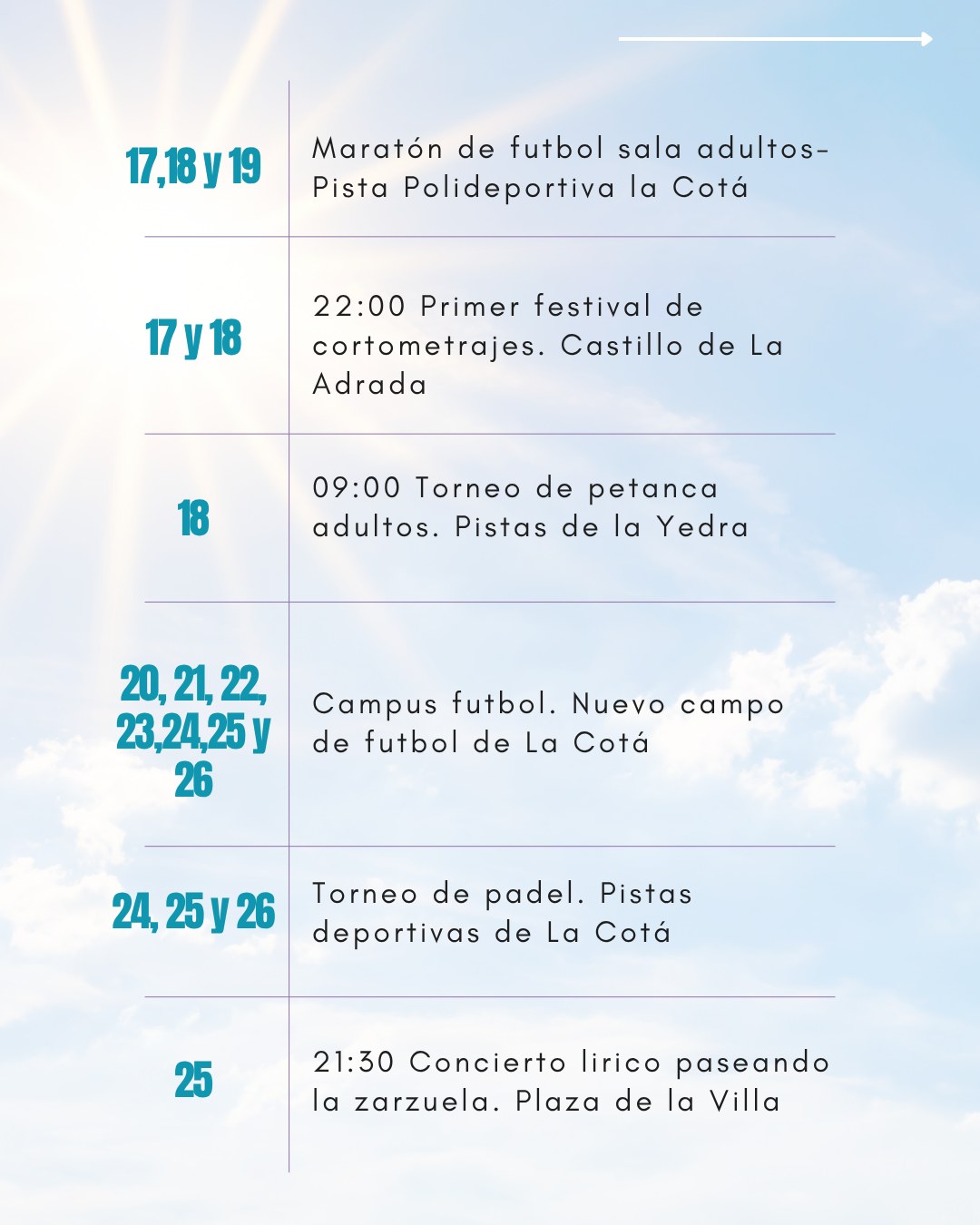 Programa de julio de 2026 en La Adrada: actividades del 17 al 25 de julio