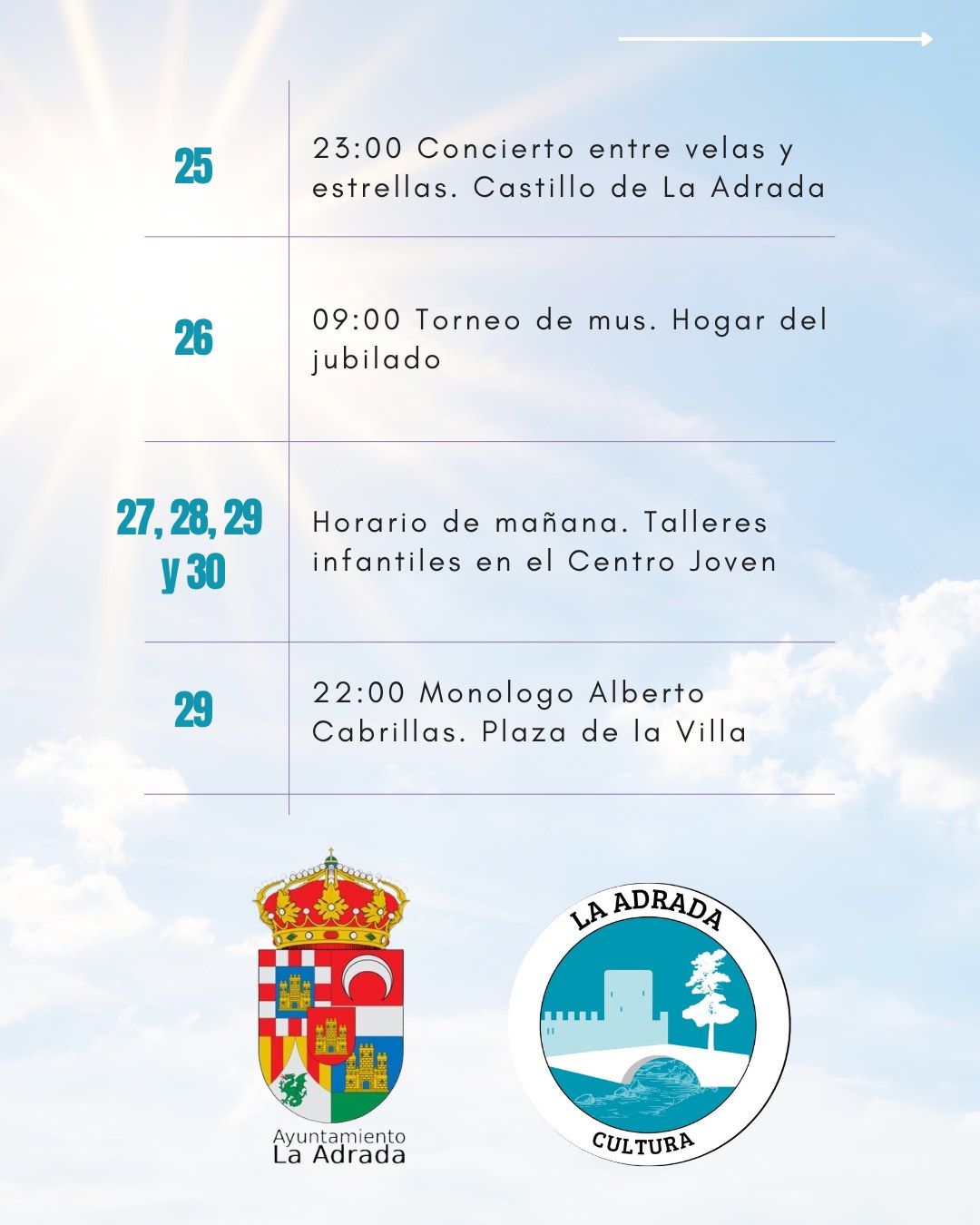 Programa de julio de 2026 en La Adrada: actividades del 25 al 30 de julio